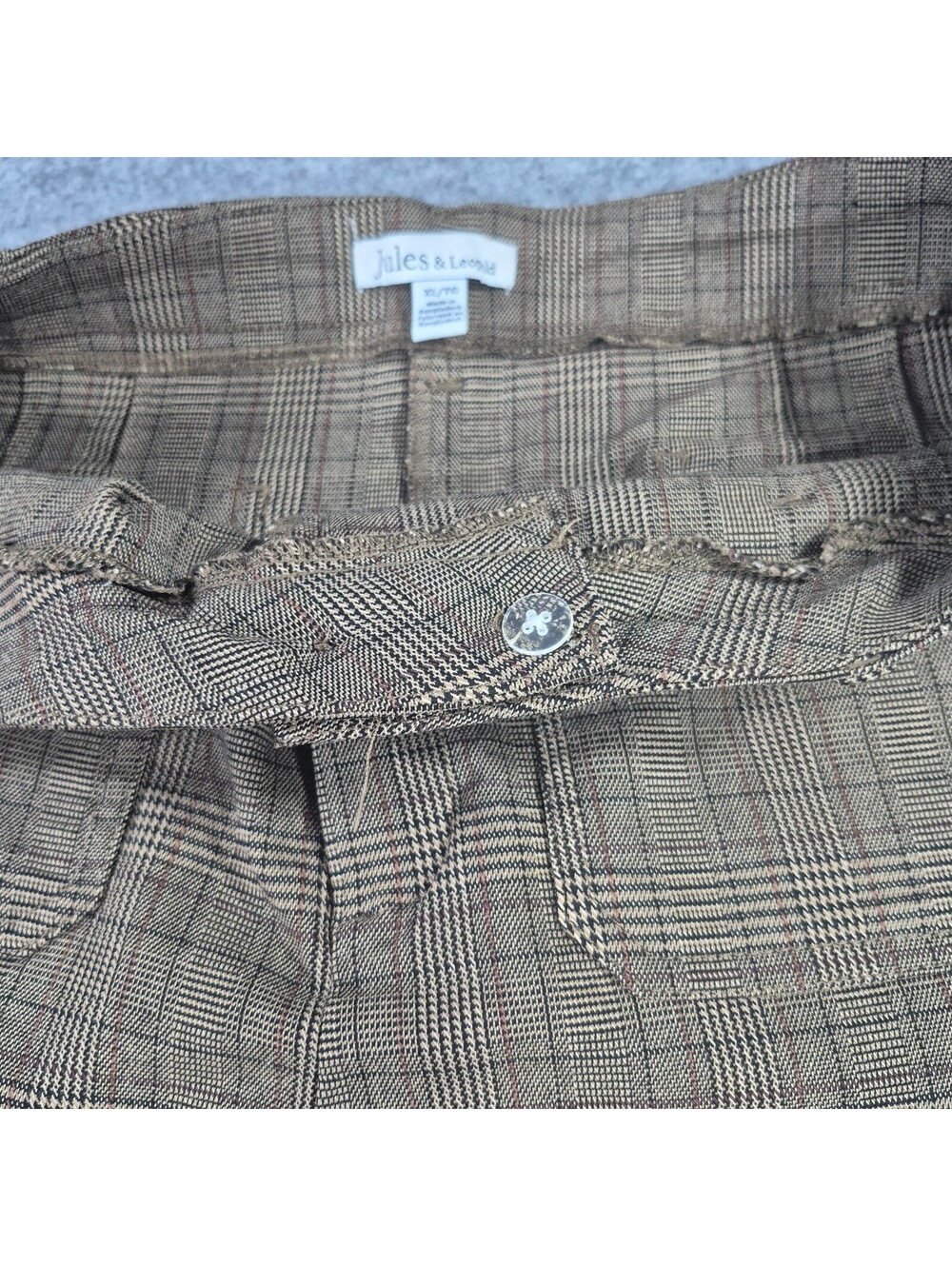 Jules & Leopold Brown Plaid Wide Leg Trousers Sz XL Business Casual Stretchy - Picture 6 of 13